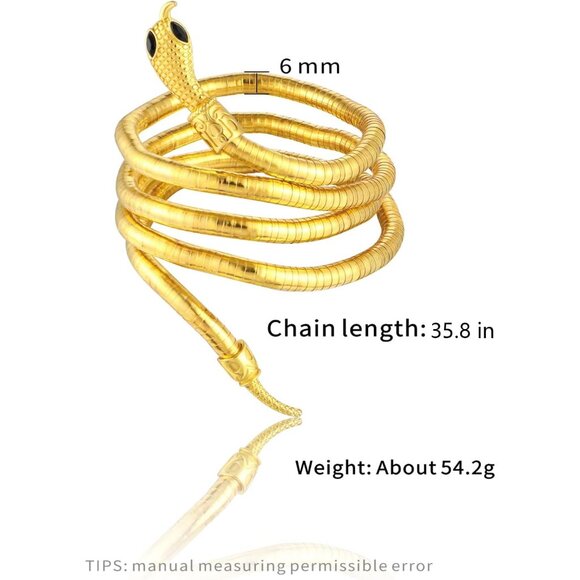Flexible Snake Necklace and Bracelet Alloy Gold Adjustable Halloween Gift - Picture 6 of 6